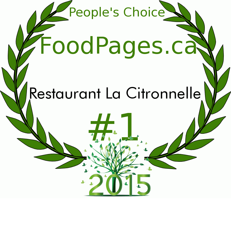 Prix du public People's Choice FoodPages.ca 2015 — numéro 1, Restaurant La Citronnelle
